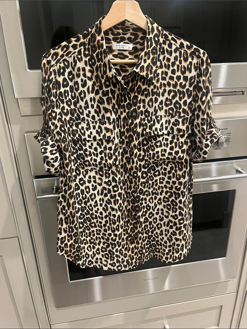 EQUIPMENT: Leopard-Print Silk Button Down Shirt